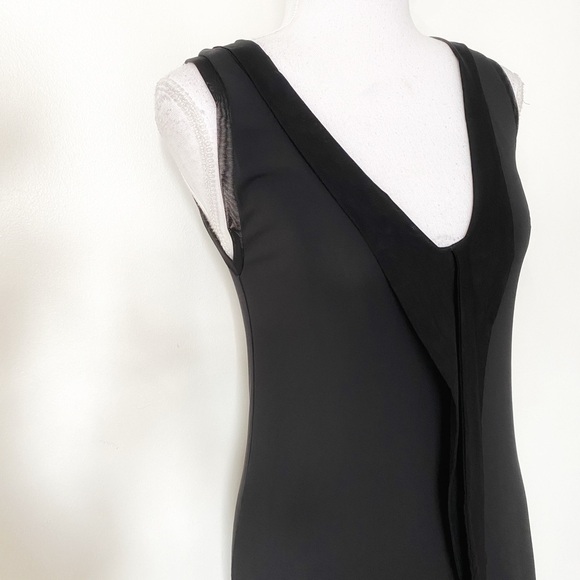 Shan BY SHAN BLACK SLEEVELESS MESH STRETCH JERSEY SHIFT MIDI SLIP DRESS - 8 - Picture 4 of 8